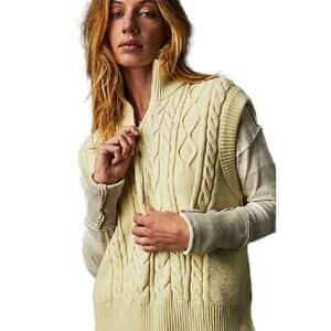 Free People Lizzy 1/4 Zip Sweater Vest - Size M